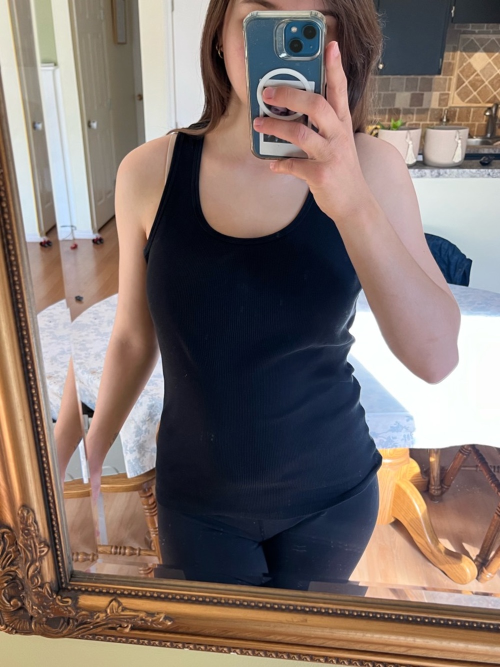 Tommy Hilfiger Black Ribbed Scoop Neck Tank Top